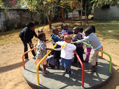 Children playing on a playground