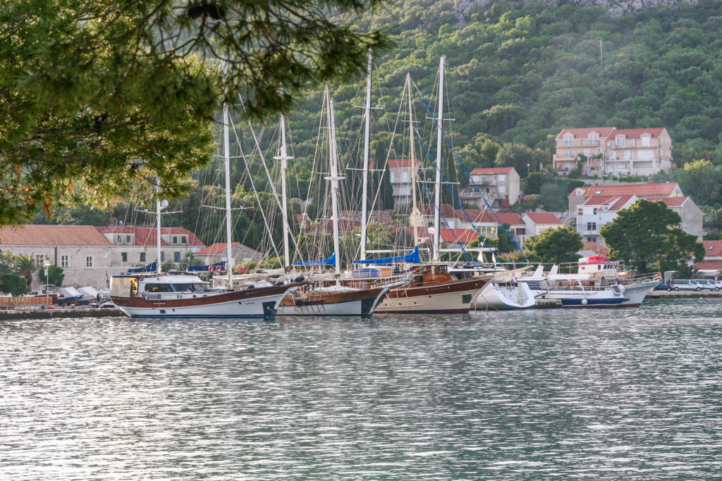 Libra and other gulets docked in Zaton, near Dubrovnik