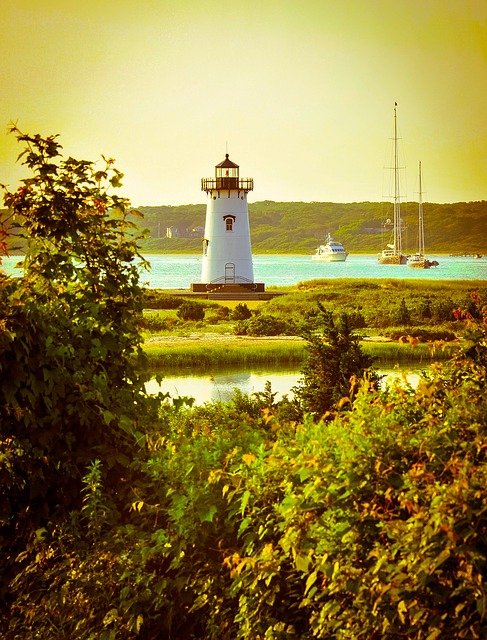 Lighthouse, Martha's Vineyard. New England Coast