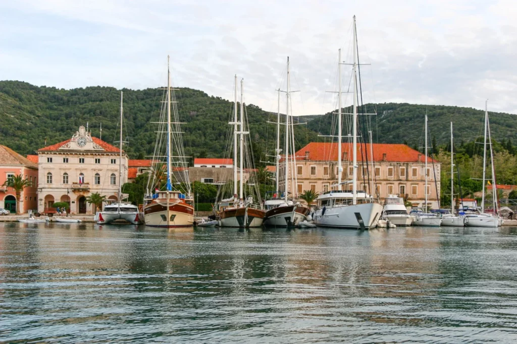 Gulets tied up in Hvar